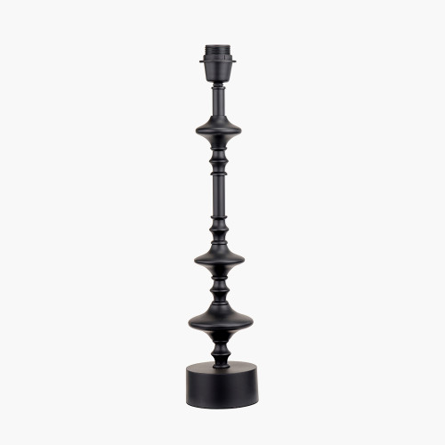 Pacific Lifestyle Emilio Matt Black Candlestick Table Lamp Base With Izara 35cm Cinnamon Ikat Patterned Mushroom Pleat Tapered Lampshade
