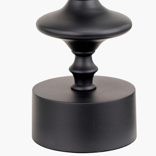 Pacific Lifestyle Emilio Matt Black Candlestick Table Lamp Base With Izara 35cm Cinnamon Ikat Patterned Mushroom Pleat Tapered Lampshade