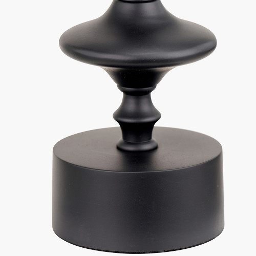 Pacific Lifestyle Emilio Matt Black Candlestick Table Lamp Base With Izara 35cm Ocean Blue Ikat Patterned Mushroom Pleat Tapered Lampshade