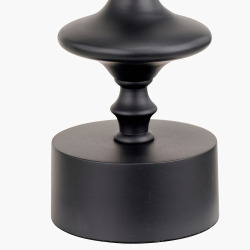 Pacific Lifestyle Emilio Matt Black Candlestick Table Lamp Base With Izara 35cm Racing Green Ikat Patterned Mushroom Pleat Tapered Lampshade