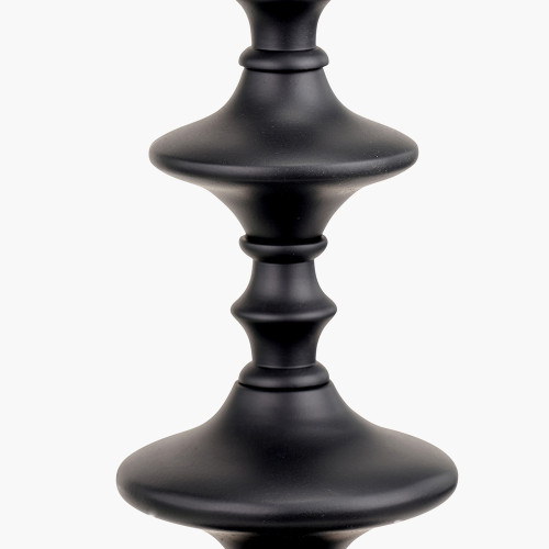 Pacific Lifestyle Emilio Matt Black Candlestick Table Lamp Base With Izara 35cm Racing Green Ikat Patterned Mushroom Pleat Tapered Lampshade