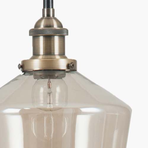 Pacific Lifestyle Emmanuelle Antique Brass Metal And Lustre Glass Pendant