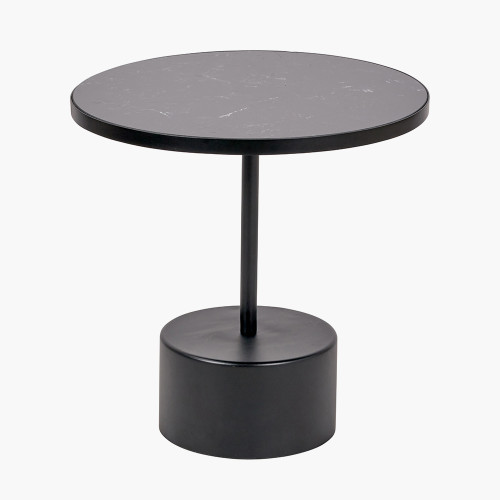 Pacific Lifestyle Enzo Black Marble And Black Metal Cylinder Base Coffee Table