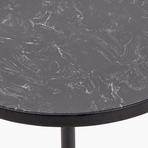 Pacific Lifestyle Enzo Black Marble And Black Metal Cylinder Base Coffee Table