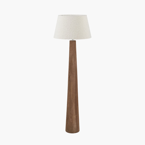 pacific lifestyle Esha Natural Conical Wood Floor Lamp Base with Martigues 50cm White Boucle Tapered Lampshade