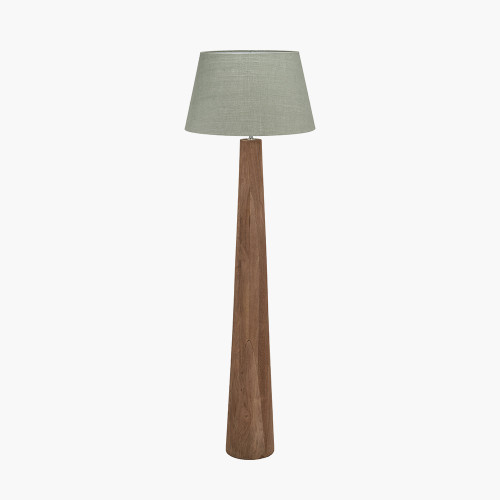 pacific lifestyle Esha Natural Conical Wood Floor Lamp Base with Milos 50cm Pistachio Green Linen Tapered Lampshade