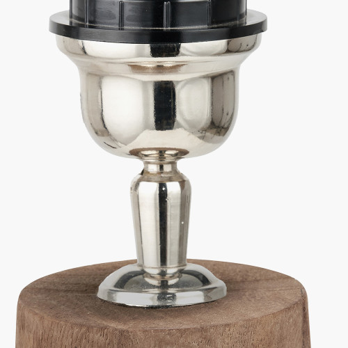 Pacific Lifestyle Esha Natural Conical Wood Table Lamp Base With Edward 35cm Apricot Linen Cylinder Lampshade