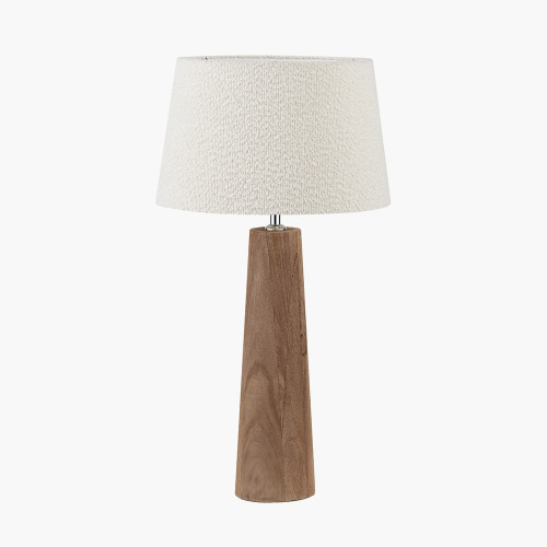 pacific lifestyle Esha Natural Conical Wood Table Lamp Base with Martigues 35cm White Boucle Tapered Lampshade