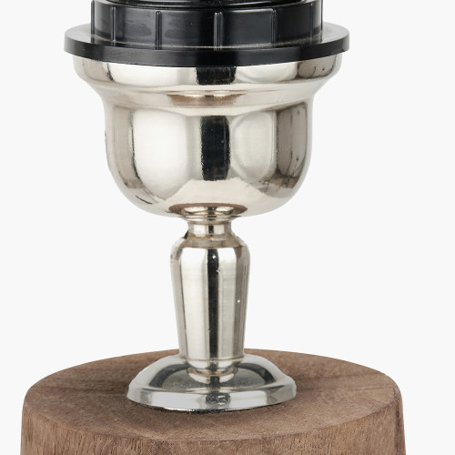 Pacific Lifestyle Esha Natural Conical Wood Table Lamp Base With Milos 35cm Apricot Linen Tapered Lampshade