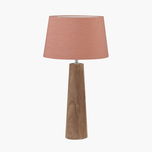 pacific lifestyle Esha Natural Conical Wood Table Lamp Base with Milos 35cm Apricot Linen Tapered Lampshade
