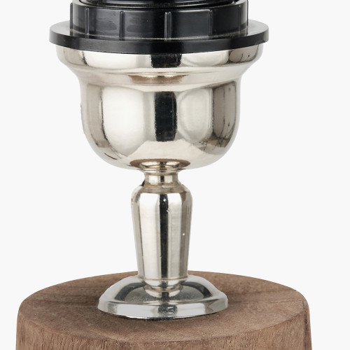 Pacific Lifestyle Esha Natural Conical Wood Table Lamp Base With Milos 35cm Natural Linen Tapered Lampshade