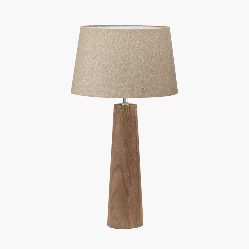pacific lifestyle Esha Natural Conical Wood Table Lamp Base with Milos 35cm Natural Linen Tapered Lampshade