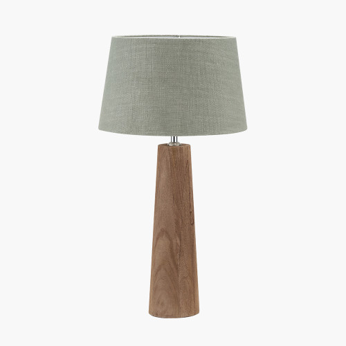 pacific lifestyle Esha Natural Conical Wood Table Lamp Base with Milos 35cm Pistachio Green Linen Tapered Lampshade