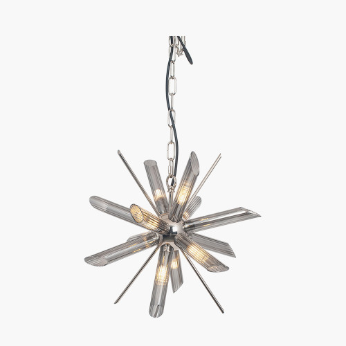 Pacific Lifestyle Estella Smoke Glass And Silver Metal Starburst Pendant