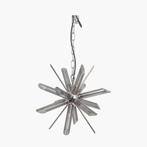 pacific lifestyle Estella Smoke Glass and Silver Metal Starburst Pendant