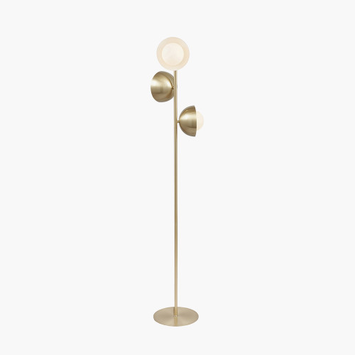 Pacific Lifestyle Estelle Brushed Brass Metal And White Orb Dome Floor Lamp