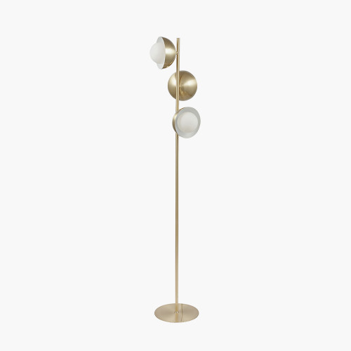 Pacific Lifestyle Estelle Brushed Brass Metal And White Orb Dome Floor Lamp