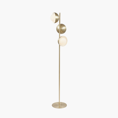 Pacific Lifestyle Estelle Brushed Brass Metal And White Orb Dome Floor Lamp