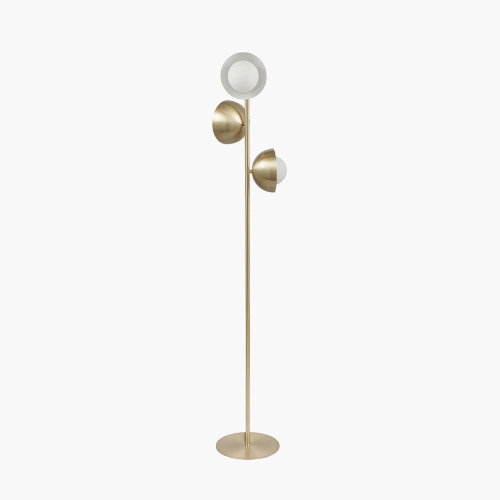 pacific lifestyle Estelle Brushed Brass Metal and White Orb Dome Floor Lamp