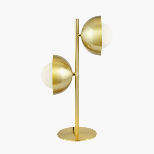Pacific Lifestyle Estelle Brushed Brass Metal And White Orb Dome Table Lamp