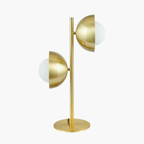pacific lifestyle Estelle Brushed Brass Metal and White Orb Dome Table Lamp