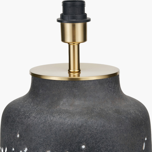 Pacific Lifestyle Etna Black And White Glass Table Lamp Base With Bloom 40cm White Handloom Scalloped Cylinder Lampshade