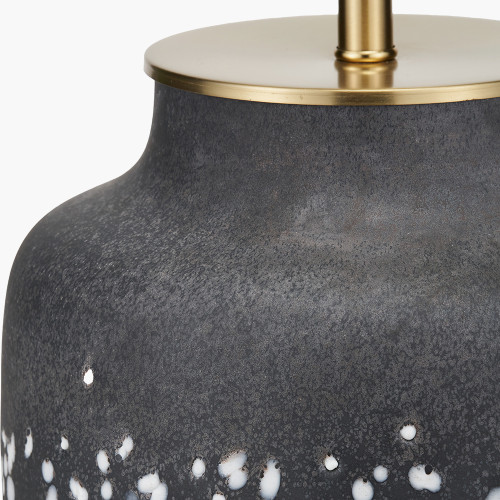 Pacific Lifestyle Etna Black And White Glass Table Lamp Base With Henry 40cm White Handloom Cylinder Lampshade