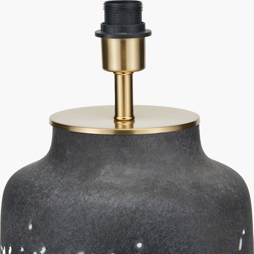 Pacific Lifestyle Etna Black And White Glass Table Lamp Base With Lys 40cm White Self Lined Linen Tapered Lampshade