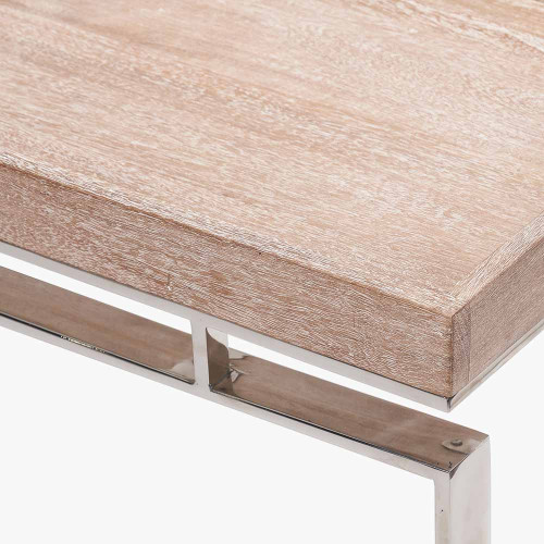Pacific Lifestyle Evelyn Natural Antique Finish Mango Wood And Silver Metal Console Table