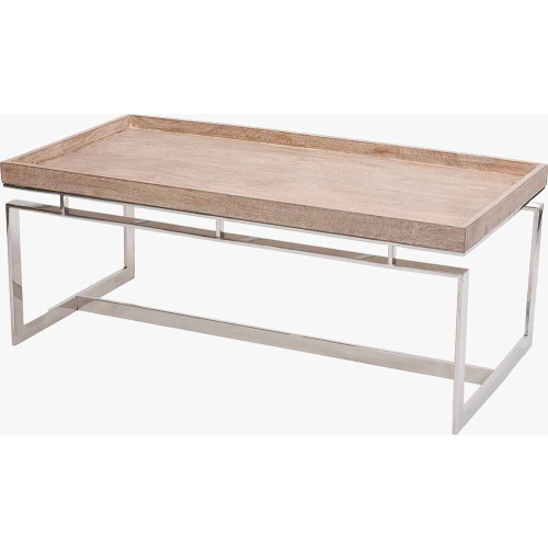 Pacific Lifestyle Evelyn Natural Antique Finish Mango Wood And Silver Metal Coffee Table