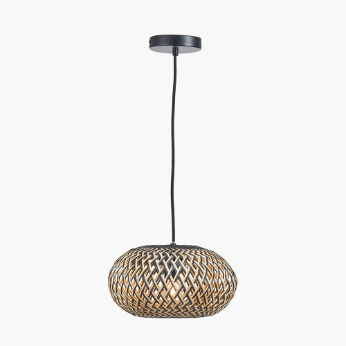 Pacific Lifestyle Evianna Black And Natural Rattan Pendant