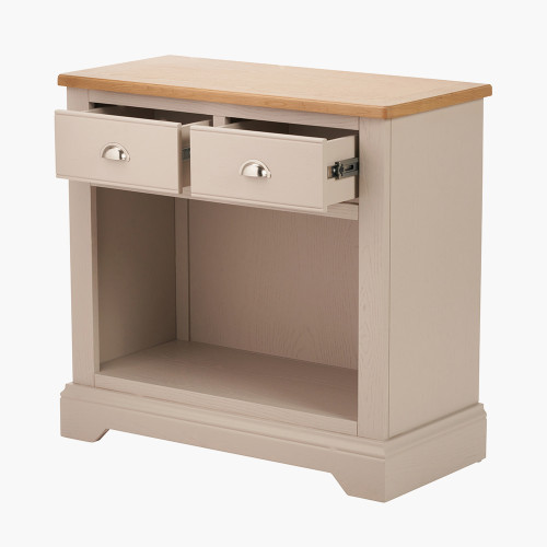 Pacific Lifestyle Fairford Parchment White Pine And Oak Wood 2 Drawer Console Table