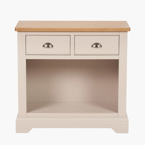 pacific lifestyle Fairford Parchment White Pine and Oak Wood 2 Drawer Console Table