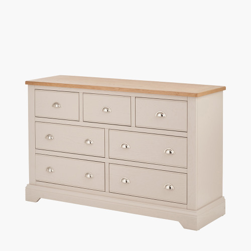 Pacific Lifestyle Fairford Parchment White Pine And Oak Wood 7 Drawer Unit