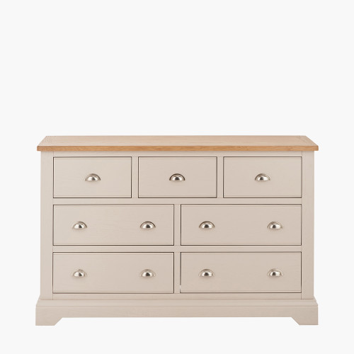 pacific lifestyle Fairford Parchment White Pine and Oak Wood 7 Drawer Unit
