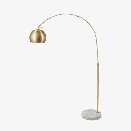 Pacific Lifestyle Feliciani Brushed Brass Metal And White Marble Floor Lamp