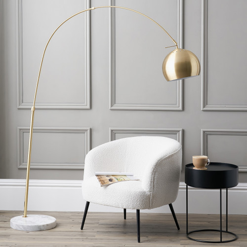 Pacific Lifestyle Feliciani Brushed Brass Metal And White Marble Floor Lamp