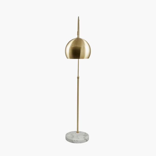 pacific lifestyle Feliciani Brushed Brass Metal and White Marble Floor Lamp