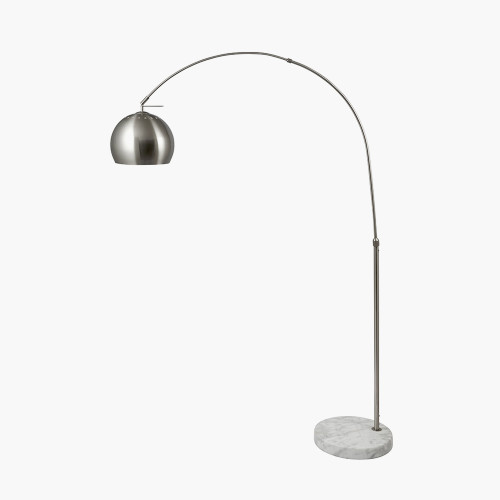 Pacific Lifestyle Feliciani Brushed Silver Metal And White Marble Floor Lamp