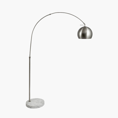 Pacific Lifestyle Feliciani Brushed Silver Metal And White Marble Floor Lamp