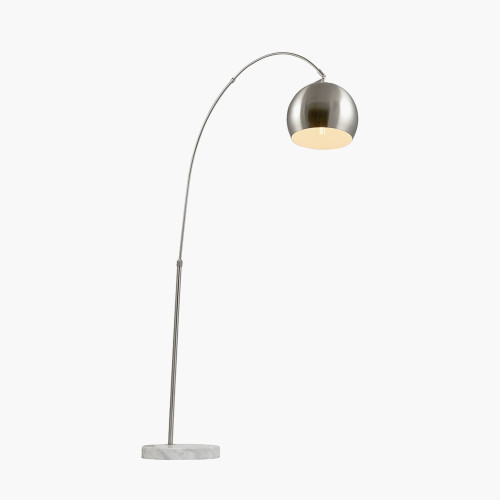 Pacific Lifestyle Feliciani Brushed Silver Metal And White Marble Floor Lamp