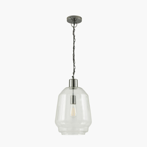 pacific lifestyle Fia Clear Glass and Black Nickel Metal Chain Drop Pendant