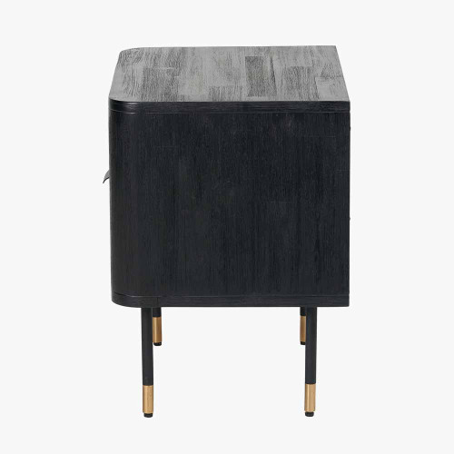 Pacific Lifestyle Fiji Black Acacia Wood And Natural Rattan 1 Drawer 1 Shelf Unit