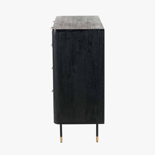 Pacific Lifestyle Fiji Black Acacia Wood And Natural Rattan 4 Drawer Unit