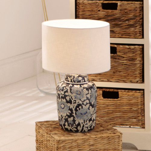 Pacific Lifestyle Fleur Blue Floral Ceramic Table Lamp Base