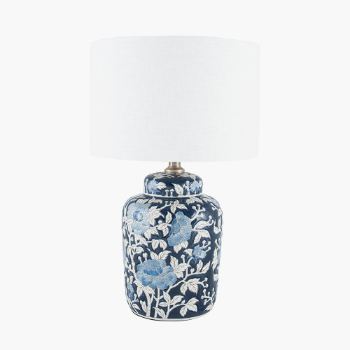Pacific Lifestyle Fleur Blue Floral Ceramic Table Lamp Base