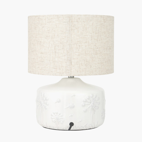 Pacific Lifestyle Flora White Small Floral Ceramic Table Lamp