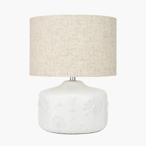 pacific lifestyle Flora White Small Floral Ceramic Table Lamp