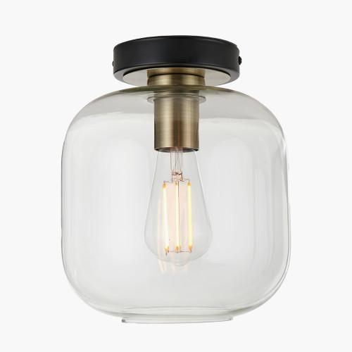 Pacific Lifestyle Florence Black Metal And Glass Flush Pendant