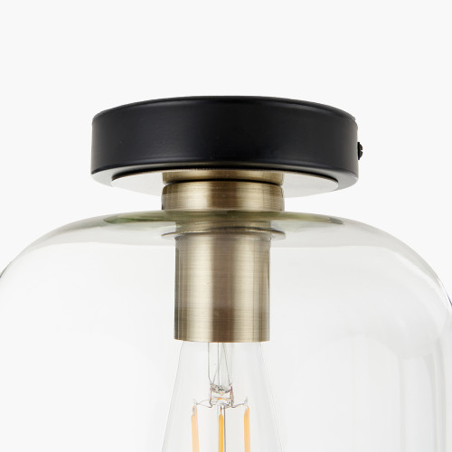 Pacific Lifestyle Florence Black Metal And Glass Flush Pendant